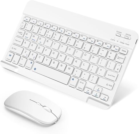 SOPPY Portable Bluetooth Keyboard and Mouse with Backlight, Rechargeable Mini Keyboard for Travel, Wireless, for iPad/Samsung Tab/Lenovo Tab/iOS/Android/Windows, US Layout (Black) in Kuwait