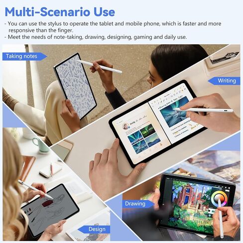 Stylus Pen for Touch Screen,2X Super Fast Charge Stylus Pen for/Tablet/Phone, Android, High Precision Magnetic Universal Stylus Pencil for Android (White) in Kuwait