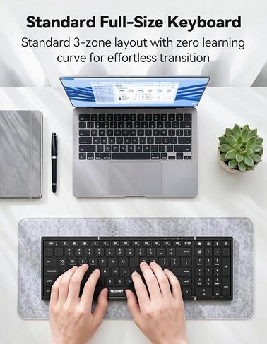 TECKNET Foldable Bluetooth Keyboard and Mouse Combo, Wireless Keyboard Mouse, Rechargeable 2.4G & Dual Bluetooth Travel Keyboard Mouse Set for Business Travel, Compatible with Windows/Mac/iOS/Android in Saudi Arabia