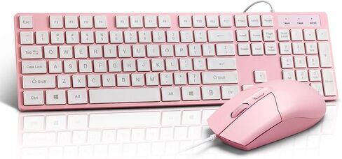 Wired Keyboard and Mouse Combo, Full-Sized Ergonomic Computer Keyboard and Optical Wired Mouse for Windows, Mac OS Desktop/Laptop/PC-Black in Kuwait
