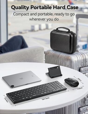TECKNET Foldable Bluetooth Keyboard and Mouse Combo, Wireless Keyboard Mouse, Rechargeable 2.4G & Dual Bluetooth Travel Keyboard Mouse Set for Business Travel, Compatible with Windows/Mac/iOS/Android in Saudi Arabia