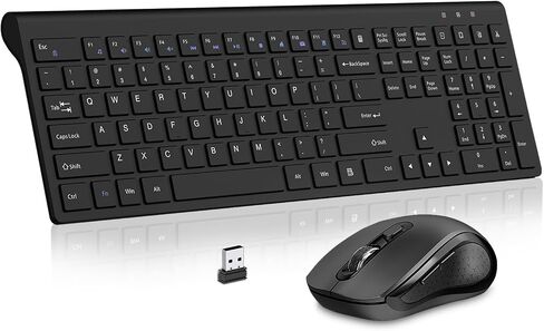 Wireless Keyboard and Mouse Combo, Slim Silent Full Size Computer Keyboard in Kuwait