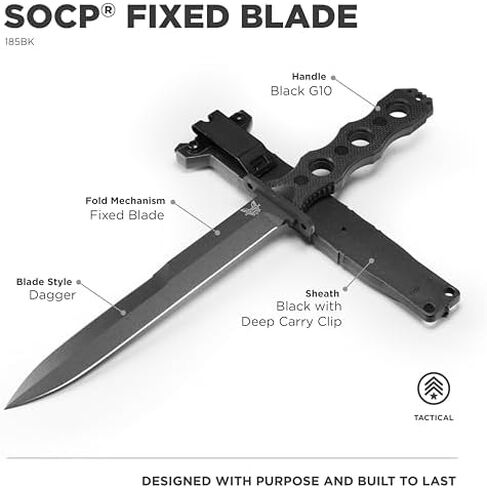 Benchmade SOCP Fixed Blade Tactical Knife, 3V Steel Blade (185BK) in Kuwait
