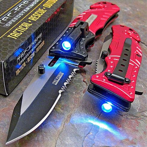 Pocket Knife Tac-Force Red Fire Fighter Led Tactical Rescue in Kuwait