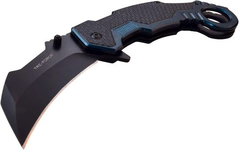 Tac-Force Folding Knife – Black Stainless Steel Hawkbill Blade, Black and Blue Aluminum Handle w/Pocket Clip, Liner Lock, Karambit, Tactical, EDC, Rescue - TF-1001BL in Kuwait
