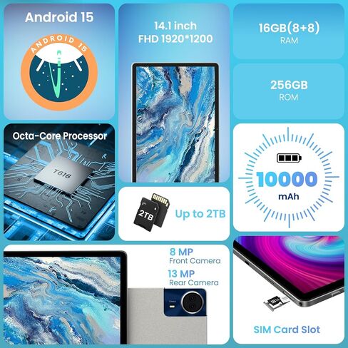 14 inch Large Screen Tablet, Android 15 Tablet 16GB RAM 256GB ROM in Kuwait