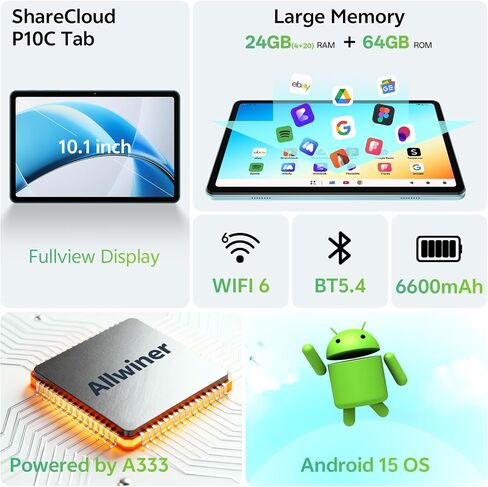 Tablet 10.1 inch, Android Tablet with Case, Gray in Kuwait