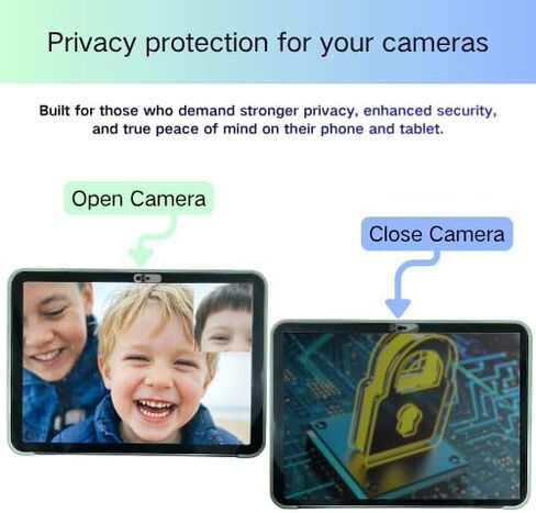Front Camera Cover,Camera Privacy Covers Compatible with iPad, Webcam Privacy Cover,Ultra-Thin Transparent Slide, Easy Install Self-Adhesive, Compatible with Galaxy, Pixel & Tablets,Black-2 Pack in Kuwait