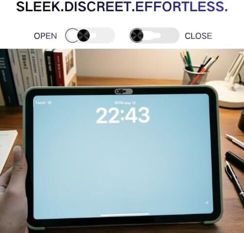 Front Camera Cover,Camera Privacy Covers Compatible with iPad, Webcam Privacy Cover,Ultra-Thin Transparent Slide, Easy Install Self-Adhesive, Compatible with Galaxy, Pixel & Tablets,Black-2 Pack in Kuwait