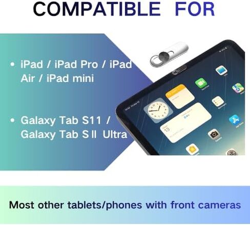 Front Camera Cover,Camera Privacy Covers Compatible with iPad, Webcam Privacy Cover,Ultra-Thin Transparent Slide, Easy Install Self-Adhesive, Compatible with Galaxy, Pixel & Tablets,Black-2 Pack in Kuwait