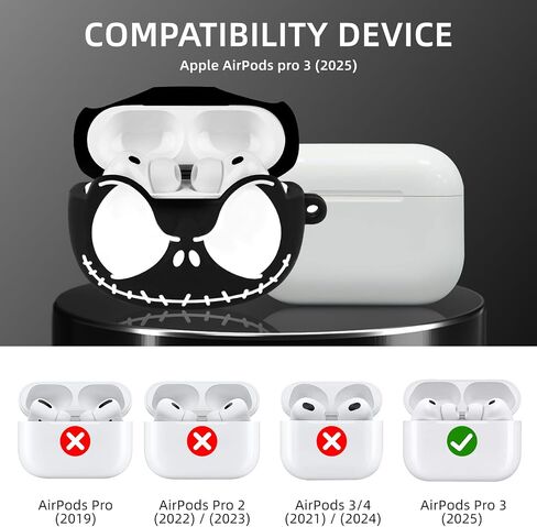 CCXNAS for AirPods Pro 3 Case with Cleaner Kit, Glow in ihe Dark, Black in Kuwait