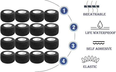 Self Adhesive Bandage Wrap,1 Inch Black Cohesive Bandages, Vet Wrap in Kuwait