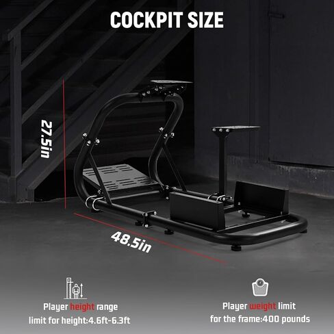 Dardoo Racing Simulator Cockpit Frame Fit for Logitech G27 G920 G923 G29, for Thrustmaster T300 T500, for Fanatec,Adjustable Driving Wheel Stand, Not Included Wheel,Pedal,Handbrake,Shifter & Seat in Kuwait