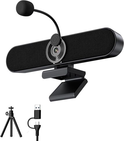 Inwa 2K Webcam Computer Speaker with Microphone, Privacy Shutter, Clip-On in Kuwait