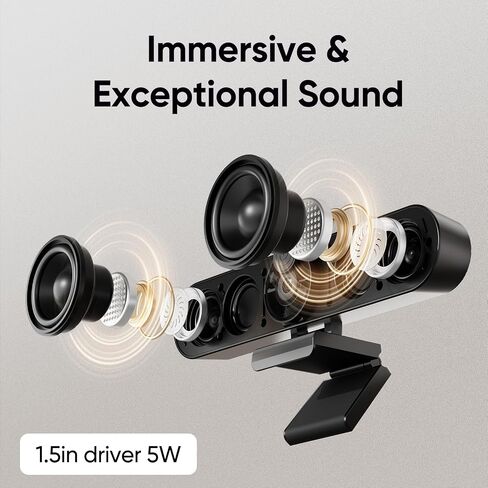 Inwa 2K Webcam Computer Speaker with Microphone, Privacy Shutter, Clip-On in Kuwait