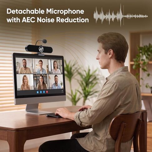 Inwa 2K Webcam Computer Speaker with Microphone, Privacy Shutter, Clip-On in Kuwait