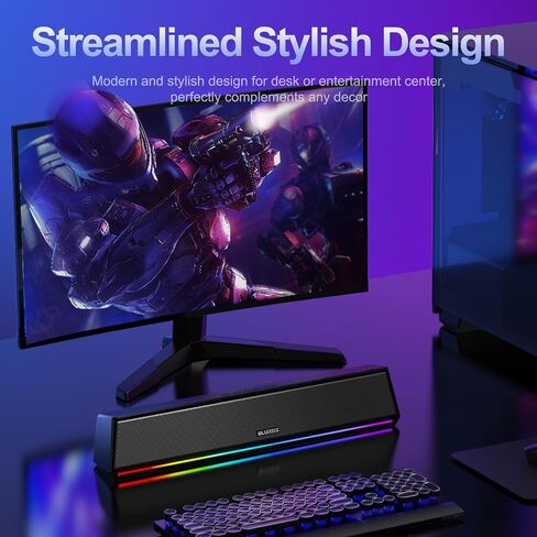 Bluedee Computer Speakers for Desktop PC, Bluetooth & USB PC Sound Bar RGB in Kuwait