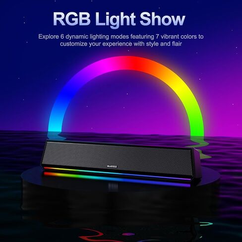 Bluedee Computer Speakers for Desktop PC, Bluetooth & USB PC Sound Bar RGB in Kuwait