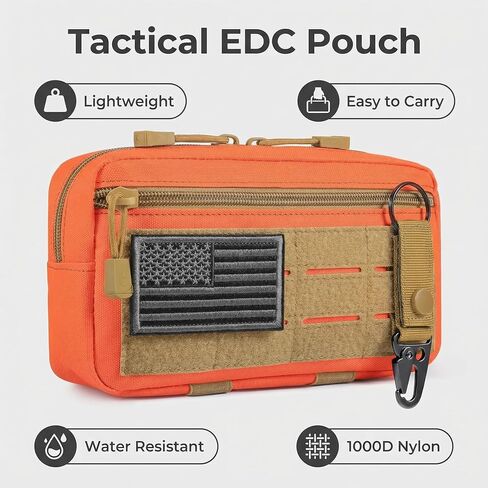 Tactical Molle Admin Pouch with US Flag Patch and Keychain - Utility Laser Cut Tactical EDC Tool Pouch Bag in Kuwait