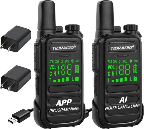 TIDRADIO M11 Plus FRS Walkie Talkies Long Range,Bluetooth Programming & AI Noise Canceling,NOAA,VOX,License-Free Handheld Two-Way Radios with USB-C Charging,for Business Hotel Construction Outdoor in Kuwait