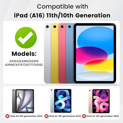for iPad A16 11th/ 10th Generation Case with Keyboard, Rotatable & Detachable Keyboard Case for iPad 10th, Portrait/Landscape Stand, 7-Colors Backlight Keypad with Multi-Touch Trackpad, Black in Kuwait