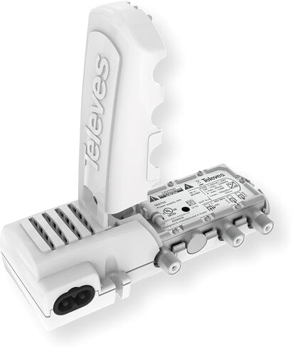 Televes 550104 Power Supply Unit, UL Listed, Built-in 2-Ways Splitter, 12V 220mA, F-Connector, Antenna Power Inserter in Kuwait