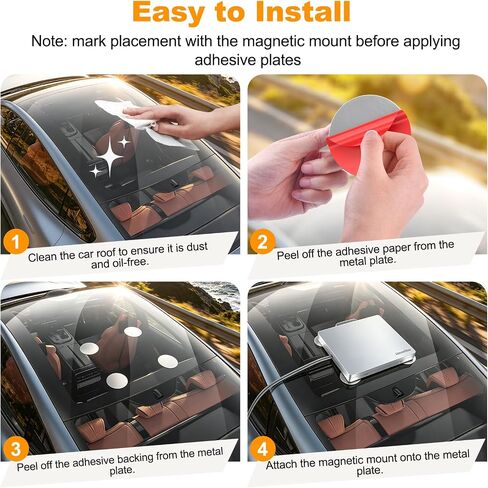 4Pcs Magnetic Mount Plates for Starlink Mini/Gen 3, Adhesive Metal Plate Magnetic Pads for Car Truck RV SUV Aluminum/Glass Cab Roof, Starlink Mounting Accessory for Satellite Dish Magnetic Car Mount in Kuwait