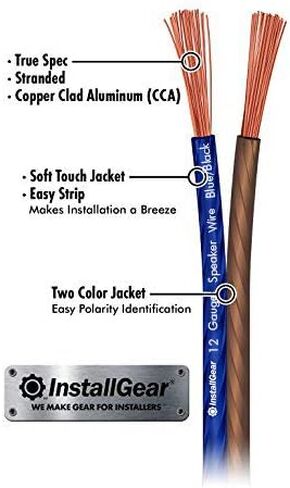InstallGear 12 Gauge Speaker Cable (30ft - Blue/Black) - Car & Home Theater Speaker Wire for Stereos, Surround Sound, Radio in Kuwait