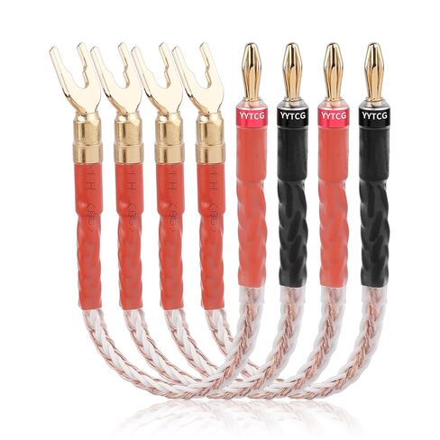 Hi-Fi 7N OCC Speaker Jumper Cables Banana Plug to Y Spade 4 Pack in Saudi Arabia
