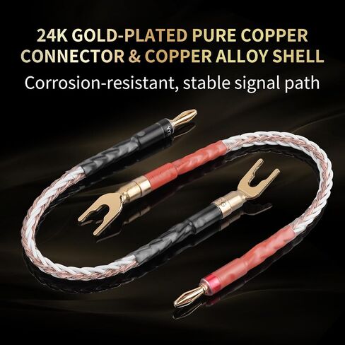 Hi-Fi 7N OCC Speaker Jumper Cables Banana Plug to Y Spade 4 Pack in Saudi Arabia