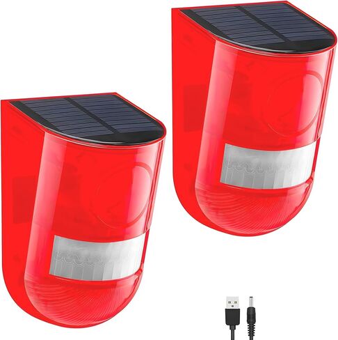 Solar Sound & Light Alarm Motion Sensor 110 Decibels Siren Sound Alert & 6LEDs Flash Warning Strobe Security Alarm System for Farm Villa(1 Pack) in Kuwait
