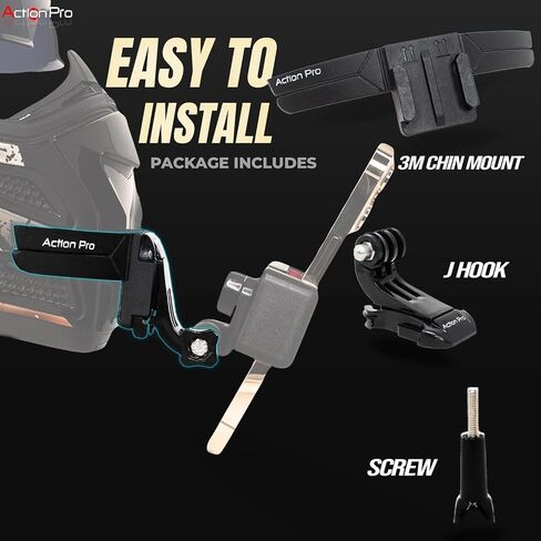 Action Pro 3M Slim Flexible Helmet Chin Mount Strap Compatible with GoPro Hero 13 12 11 10 9 8 7 6 5 4, SJCAM, DJI Osmo 5 4, Insta 360 x4 x3, SJCAM, Xiaomi, Yi Action Cameras (Black) in Kuwait