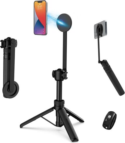 55" Phone Tripod, PHOPIK Aluminum Extendable Tripod Stand with Shutter, Carrying Bag, Compatible with iPhone/Android/Sport Camera&Insta 360 x5 Perfect for Video Recording/Selfies/Live Stream/Vlogging in Kuwait