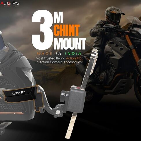 Action Pro 3M Slim Flexible Helmet Chin Mount Strap Compatible with GoPro Hero 13 12 11 10 9 8 7 6 5 4, SJCAM, DJI Osmo 5 4, Insta 360 x4 x3, SJCAM, Xiaomi, Yi Action Cameras (Black) in Kuwait