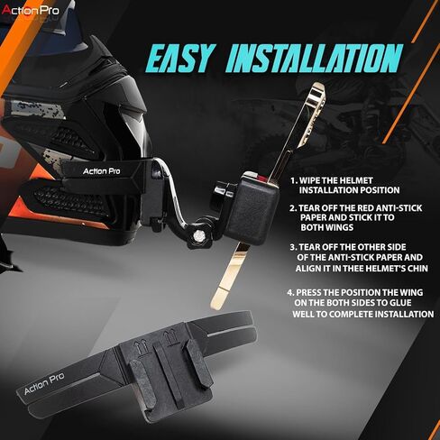 Action Pro 3M Slim Flexible Helmet Chin Mount Strap Compatible with GoPro Hero 13 12 11 10 9 8 7 6 5 4, SJCAM, DJI Osmo 5 4, Insta 360 x4 x3, SJCAM, Xiaomi, Yi Action Cameras (Black) in Kuwait