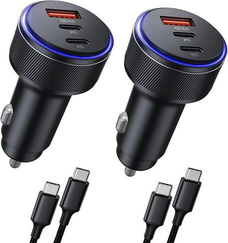 USB-C Car Charger, 3-Port 90W Fast Car Charger, Dual USB-C & USB-A Car Power Adapter, PD3.0 & QC3.0 Fast Charging for iPhone 17/16/15/14/13Pro Max, iPad, MacBook and More in Kuwait