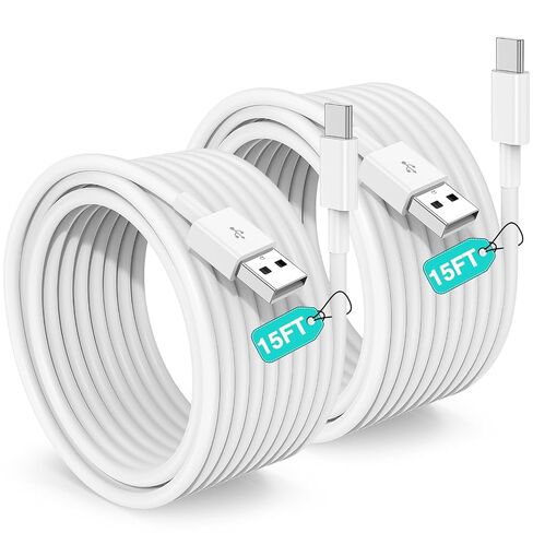 Extra Long USB C Cable Fast Charging 15FT, Long USB A to USB C Cable for Apple iPhone 17 16 15 Charger Cord 5m,Type C Cable C Charger for iPhone 17 16 15 Pro Max/16 15 Plus/iPad Pro/Google-2Pack in Kuwait