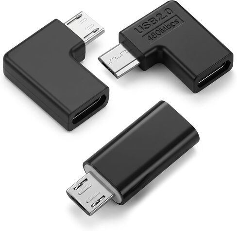 SynHHergyx USB C to Micro USB Adapter 3 Pack USBC to USB Micro Adapter USB-C Type-C Female to USB 2.0 5Pin Male Data Adapters 90 Degree Left & Right Angled Type in Kuwait
