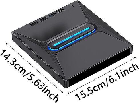 7 in 1 External USB DVD Drive and Card Reader for Laptop Desktop MacBook 11 10 USB 30 Type C Portable RW Burner Writer with Three USB Ports and Slots (Black, 15.5CM) in Kuwait