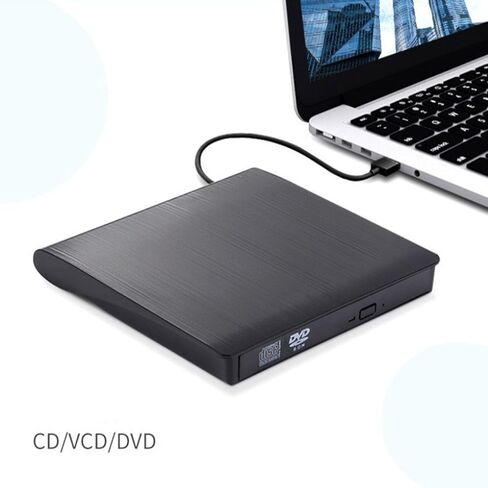 External Portable DVD Drive USB Reader Writer for Laptop Desktop Plug Play Slim Design (Black, 14cm) in Kuwait
