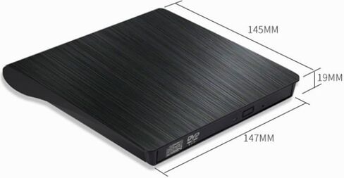 External Portable DVD Drive USB Reader Writer for Laptop Desktop Plug Play Slim Design (Black, 14cm) in Kuwait
