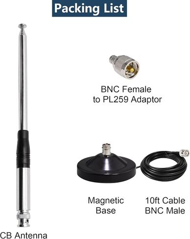 27Mhz CB Antenna Telescopic Antenna Rod (9 in to 51 in) w/Magnetic Base BNC Connector for Handheld Home CB Portable Radios Indoor Transceiver Walkie Talkies Handheld Radio in Kuwait