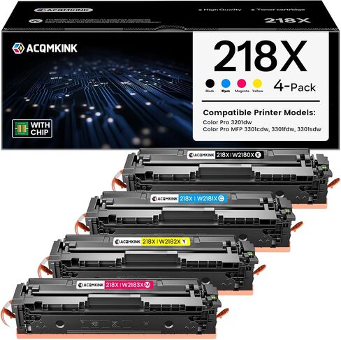218X Toner Cartridges 4 Pack with Chip Compatible Replacement for HP 218X in Kuwait