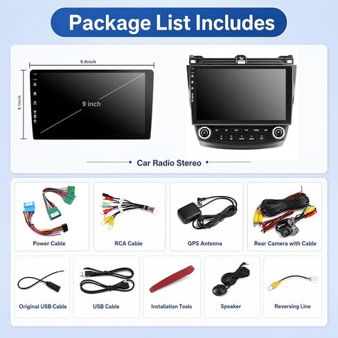 5G-WiFi6 (4Core 64G ROM) Car Radio Stereo for Honda Accord 7th 2003 2004 2005 2006 2007,10 inch Touch Screen Head Unit with Wireless Carplay Android Auto GPS Bluetooth SWC FM HD Backup Camera in Kuwait