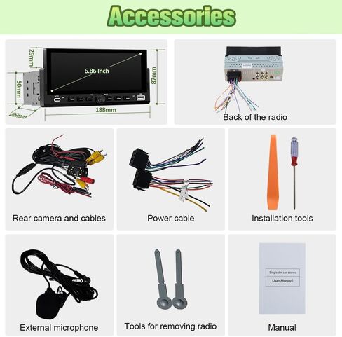 Single Din Radio Car Stereo with Wireless CarPlay & Android Auto in Kuwait