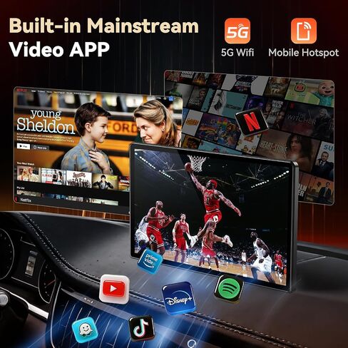 11.3" Wireless Carplay Screen for Car with N-etflix/YouTube/TikTok, Upgraded A-pple CarPlay & Android Auto Screen,Portable AI Magic Box with Backup Camera/Navigation/Voice Control,for All Vehicles in Kuwait