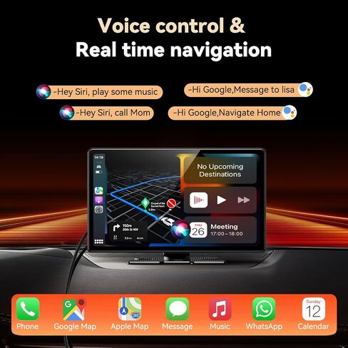 11.3" Wireless Carplay Screen for Car with N-etflix/YouTube/TikTok, Upgraded A-pple CarPlay & Android Auto Screen,Portable AI Magic Box with Backup Camera/Navigation/Voice Control,for All Vehicles in Kuwait
