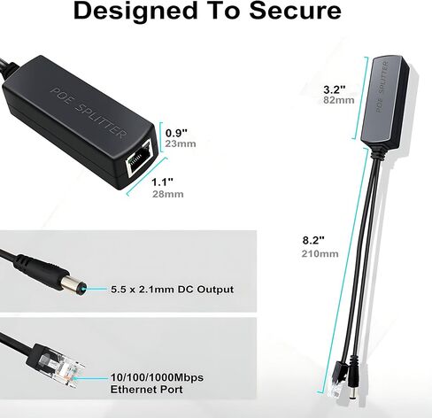 4-Pack PoE Splitter 12V 1.2A, Active PoE to 2.1mm DC, Up to 328ft in Kuwait