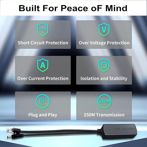 4-Pack PoE Splitter 12V 1.2A, Active PoE to 2.1mm DC, Up to 328ft in Kuwait