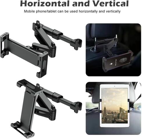 iayokocc Car Headrest Tablet Holder, Headrest Mount Car Tablets Holder Truck 360 Degree Rotation Adjustable Extendable, Tablet Bracket for Auto in Kuwait